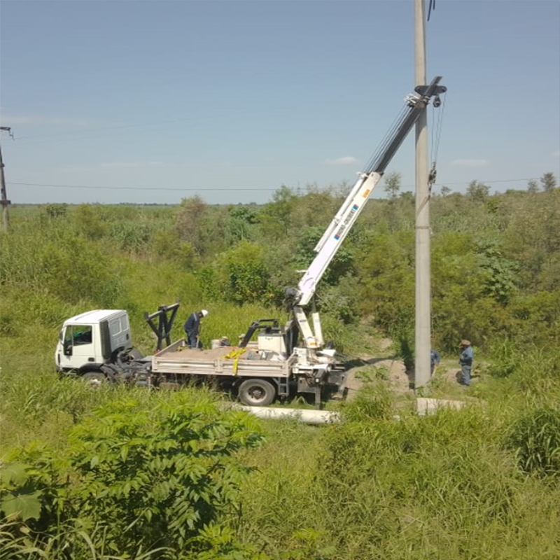 Flota de grúas y camiones en jornada operativa